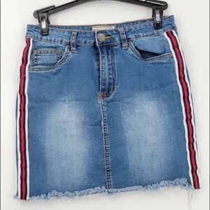 American Basil Denim Red Skirt